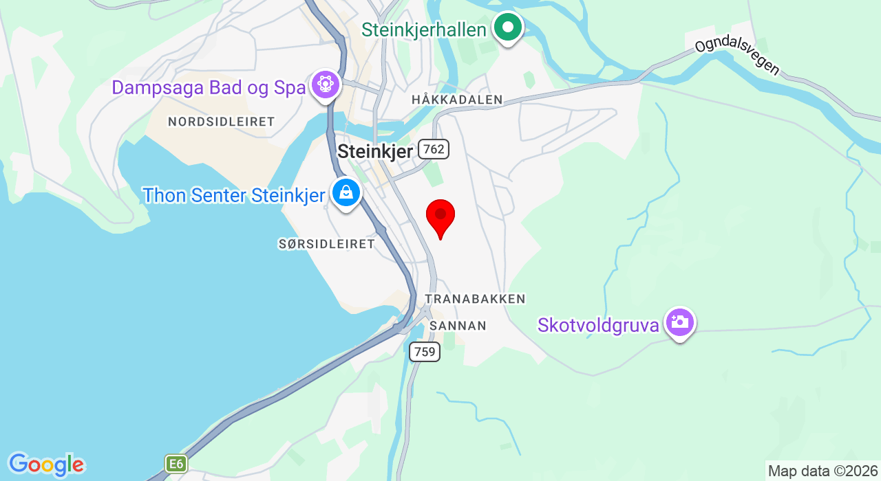 Google Map of https://www.google.com/maps/place/Steinkjersannan,7711+Steinkjer