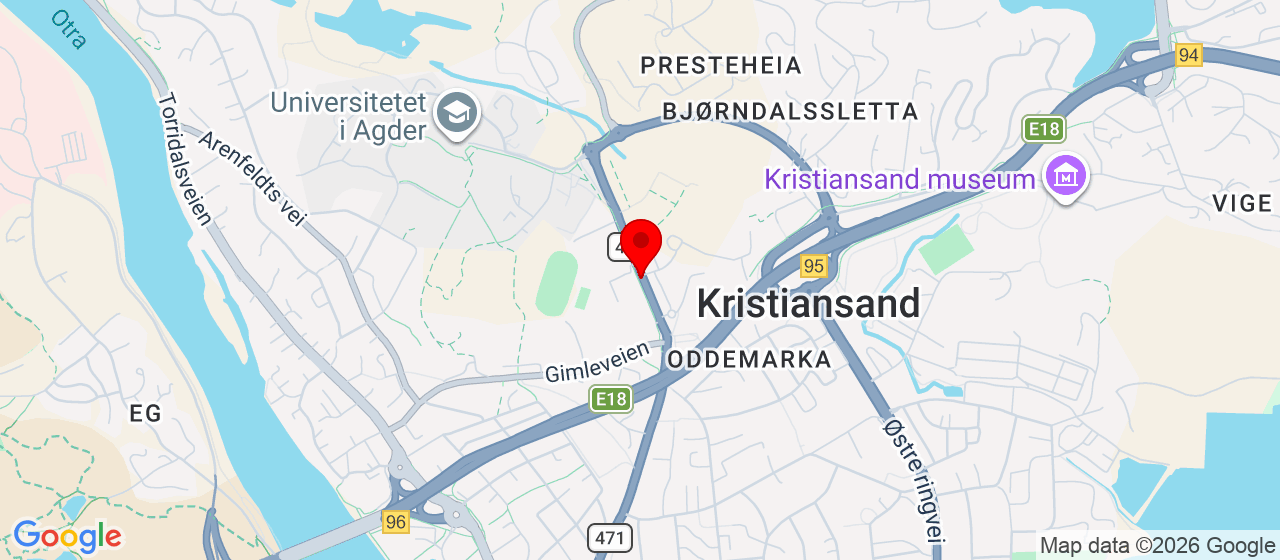 Kart over Gimlevang KRISTIANSAND S