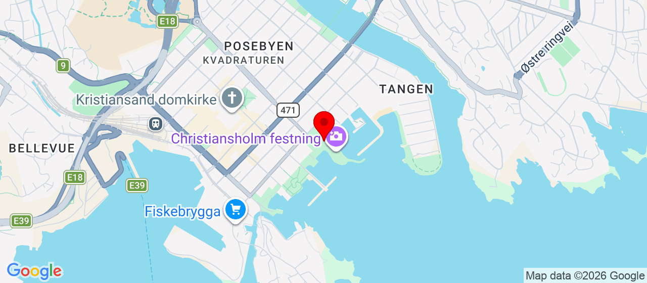 Kart over Tresse Kristiansand