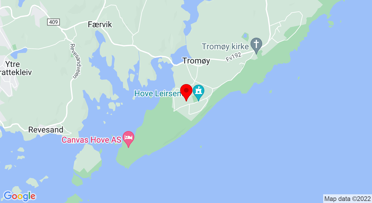 Google Map of Hoveveien 100,4818+FÆVIK