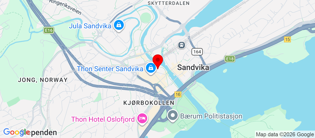 Kart over Vestfjordgaten 4 Sandvika