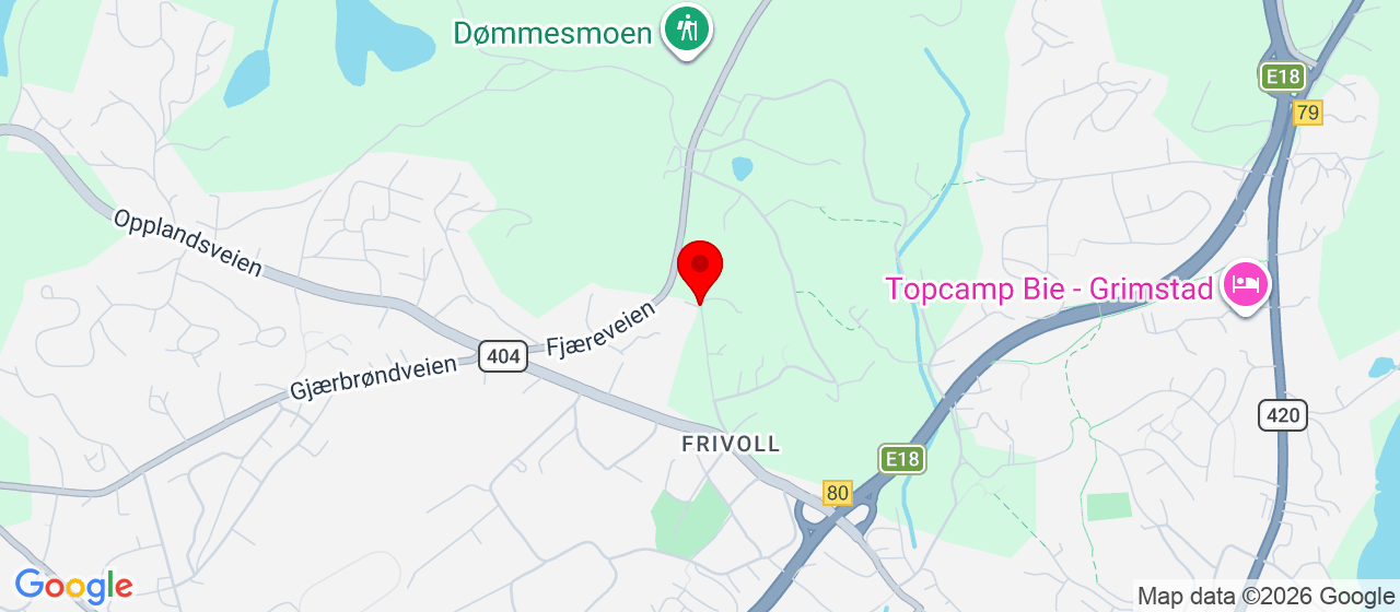 Kart over Dømmesmoen GRIMSTAD