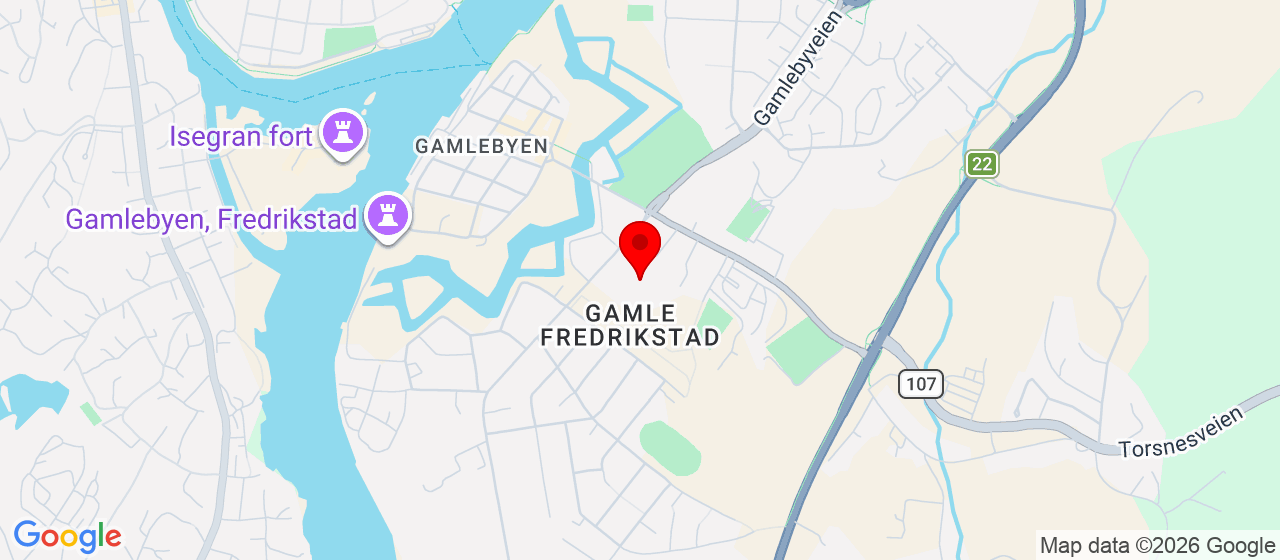 Kart over Torsnesveien 12 GAMLE FREDRIKSTAD