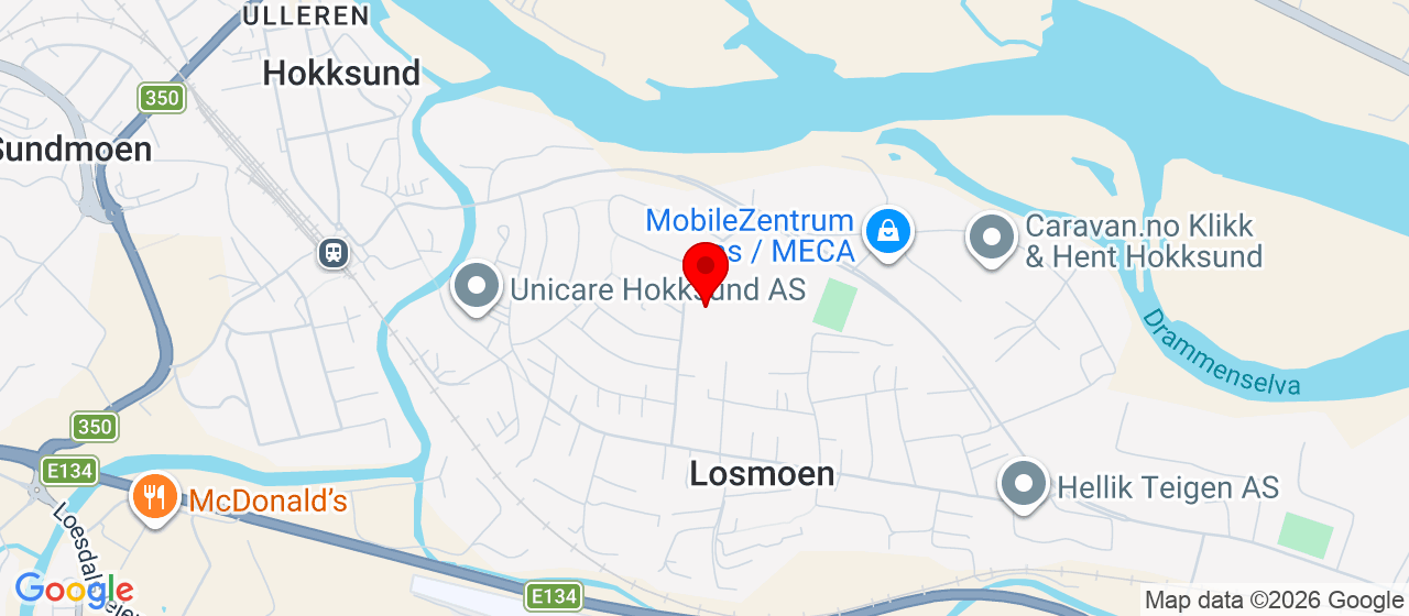 Kart over Lyngveien 34 Hokksund