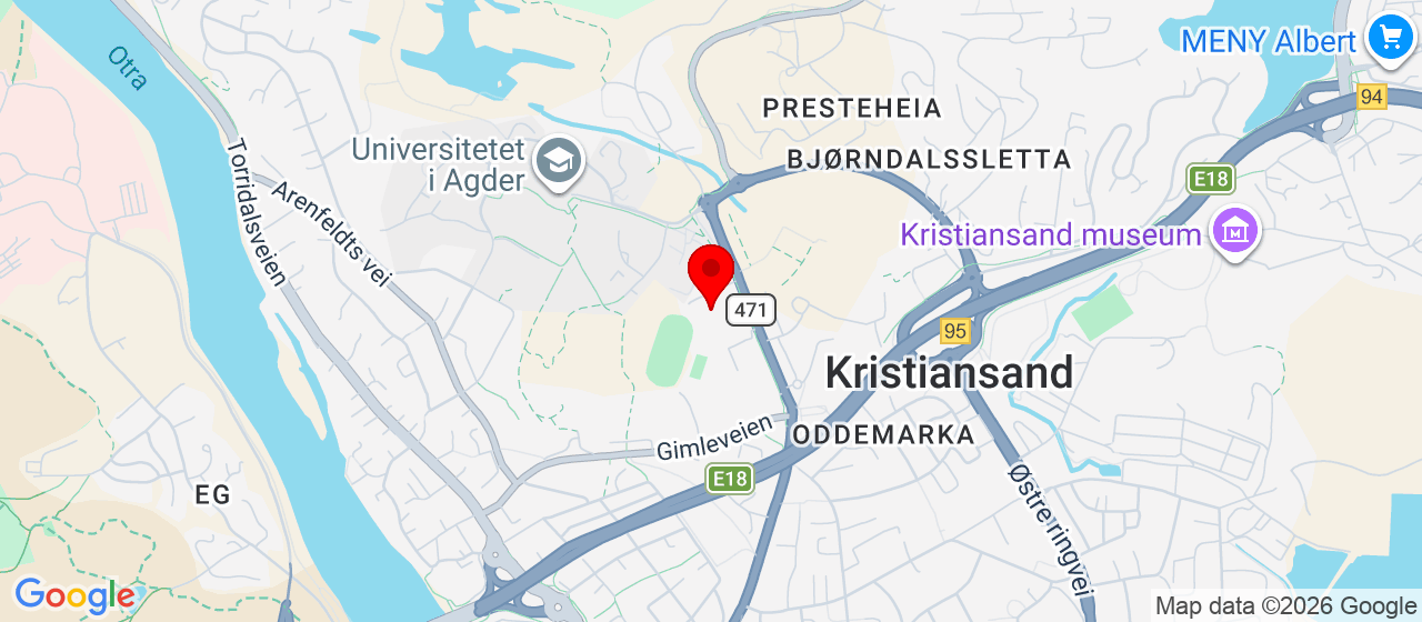 Kart over Gimlehallen Kristiansand