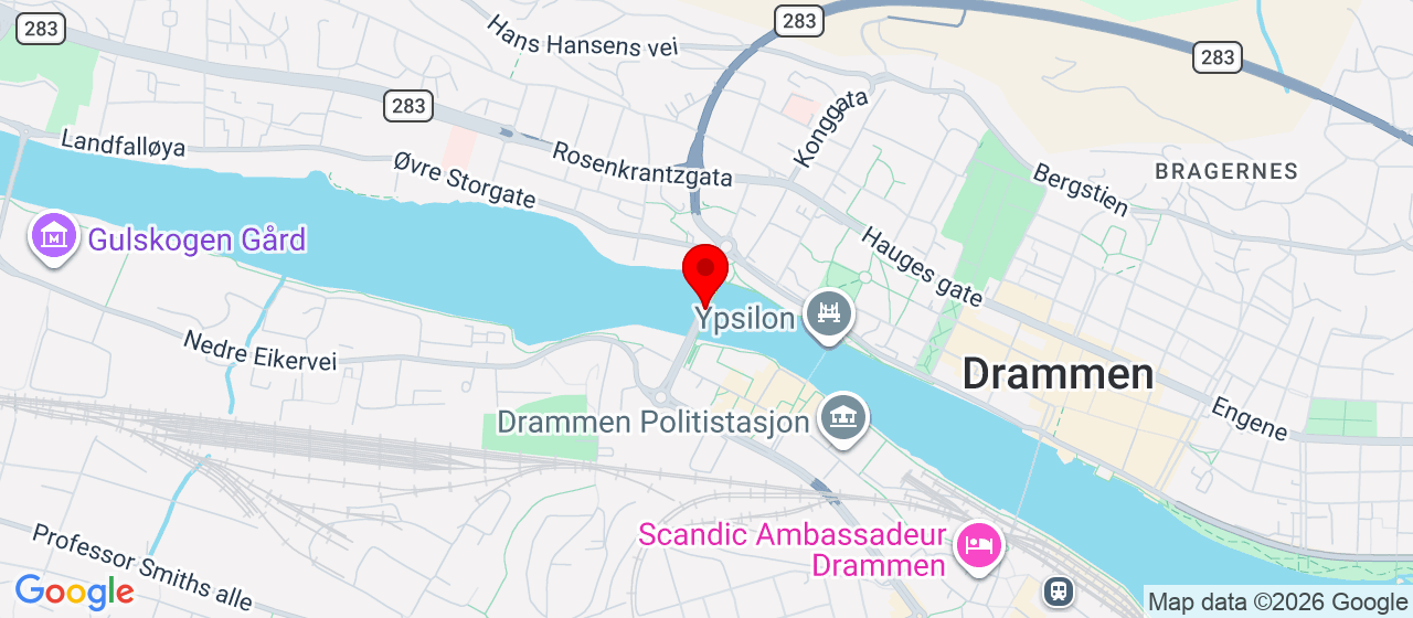 Kart over Øvre Sund Bru DRAMMEN