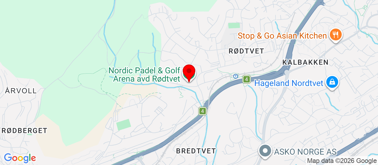 Kart over Nordic Padel Rødtvedt OSLO