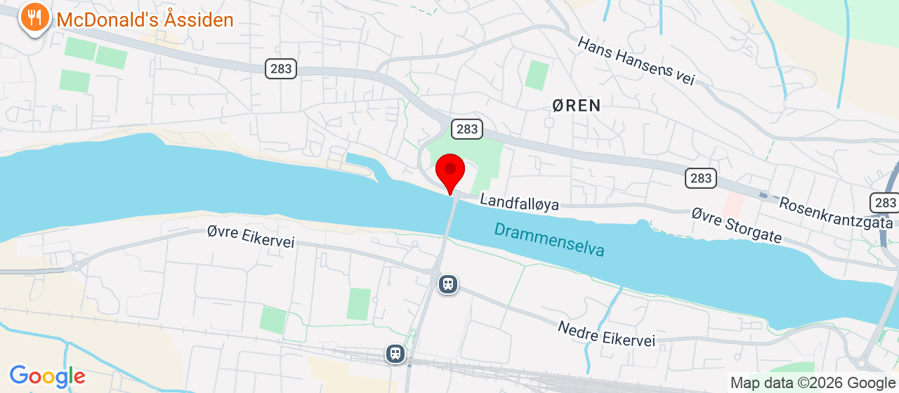 Kart over Landfalløybrua DRAMMEN