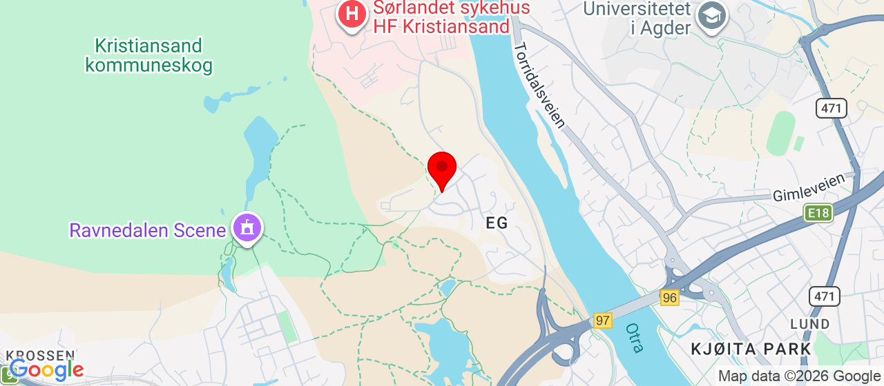 Kart over Solbergveien KRISTIANSAND S