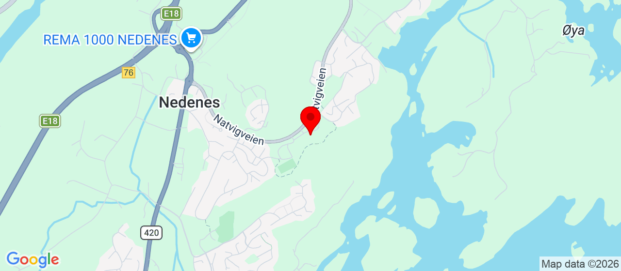 Kart over Natvigveien 68 NEDENES