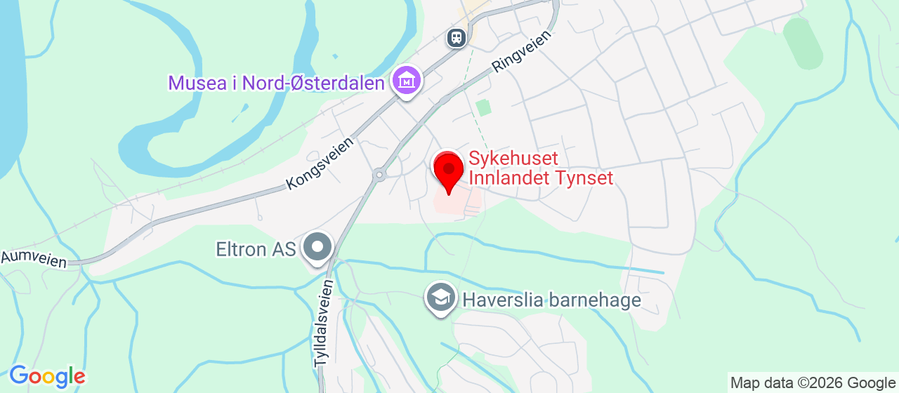 Kart over Sjukehusveien 9 Tynset