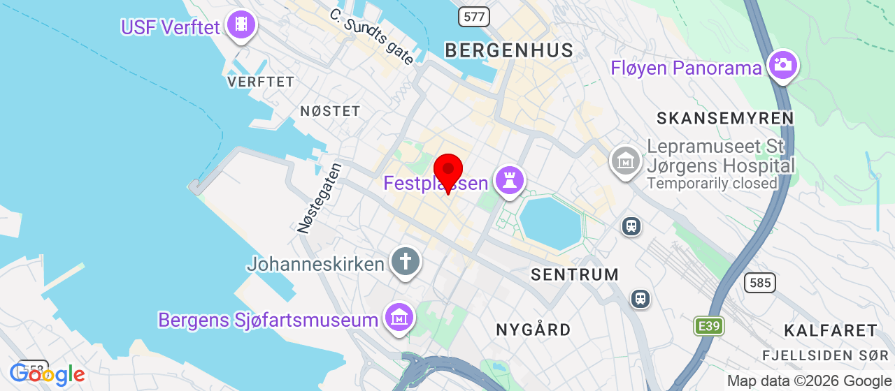 Kart over Bergen og omegn 
