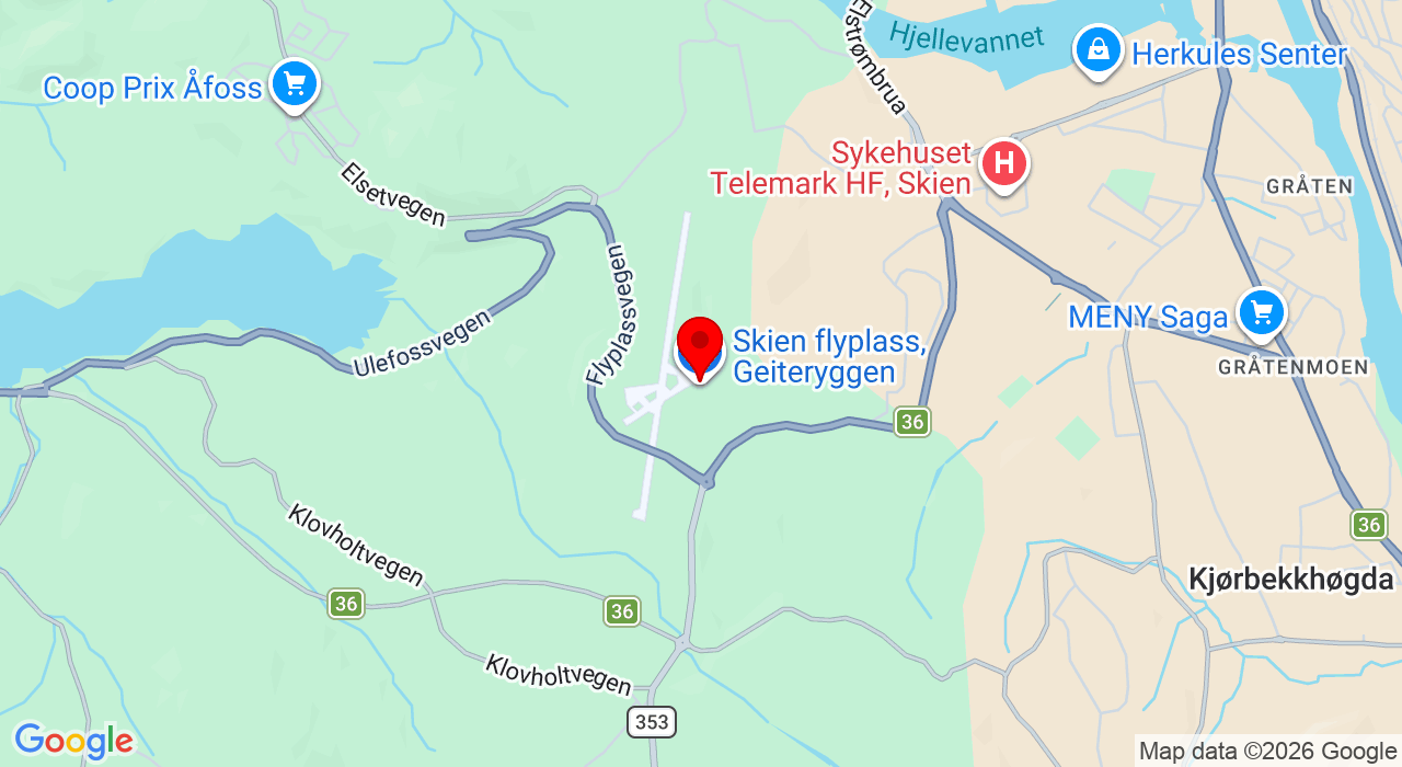 Google Map of https://www.google.com/maps/place/Geiteryggen - Flyklubben,3734+Skien