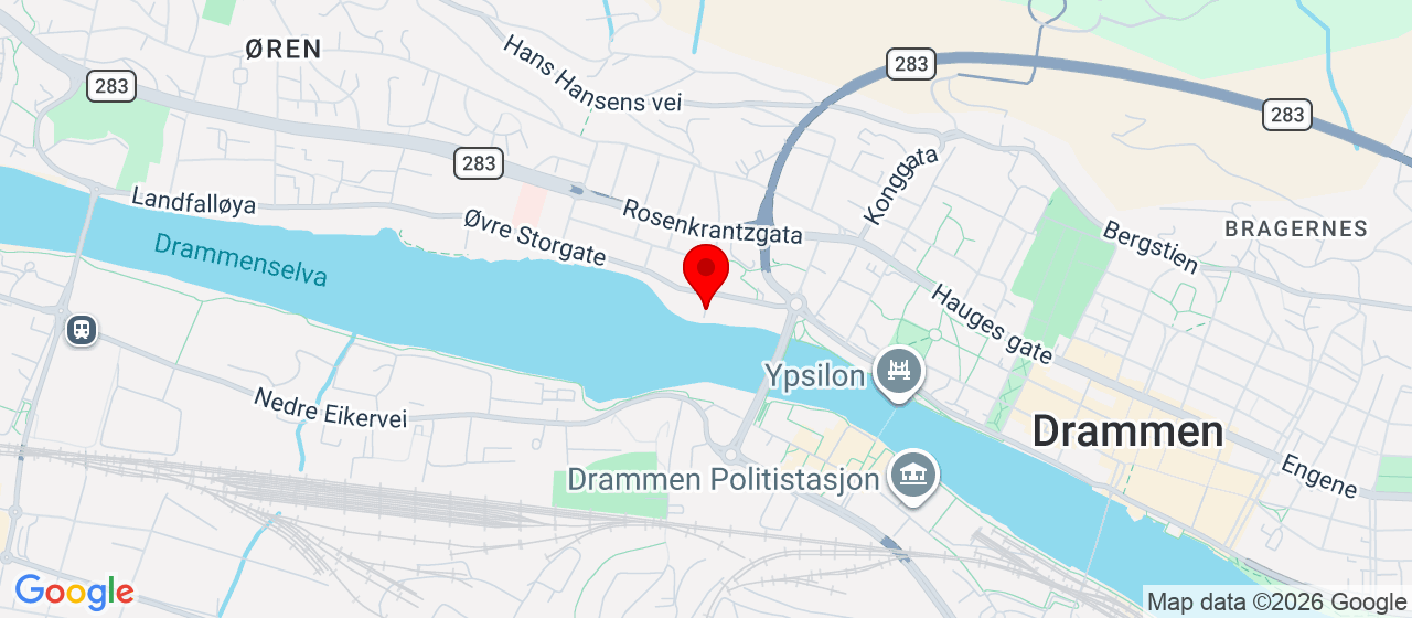 Kart over Øvre Sund Drammen