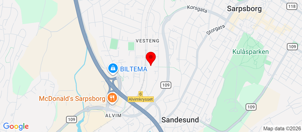 Kart over Vestengveien 40 Sarpsborg
