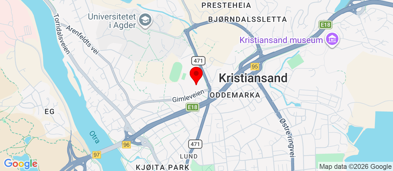 Kart over Kristiansand katedralskole Gimle Kristiansand S