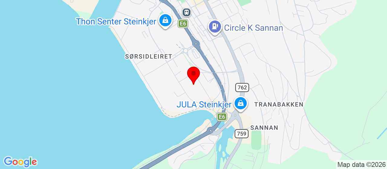 Kart over Sjøfartsgata 10 Steinkjer
