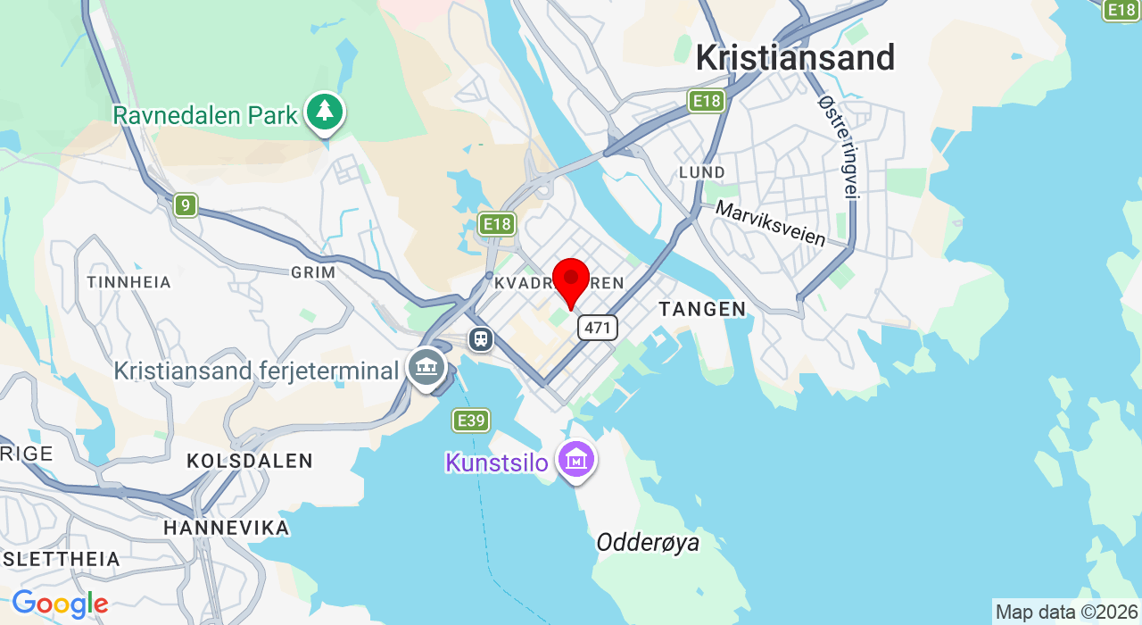 Google Map of https://www.google.com/maps/place/Rådhusgata 15,4611+Kristiansand