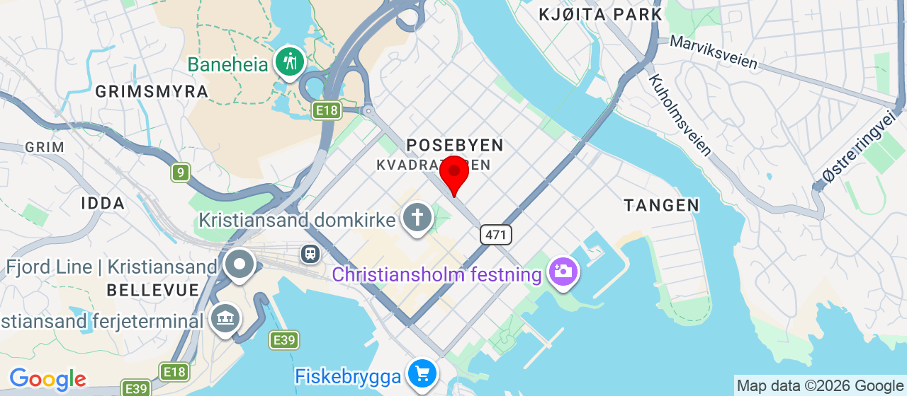 Kart over Torvet Kristiansand