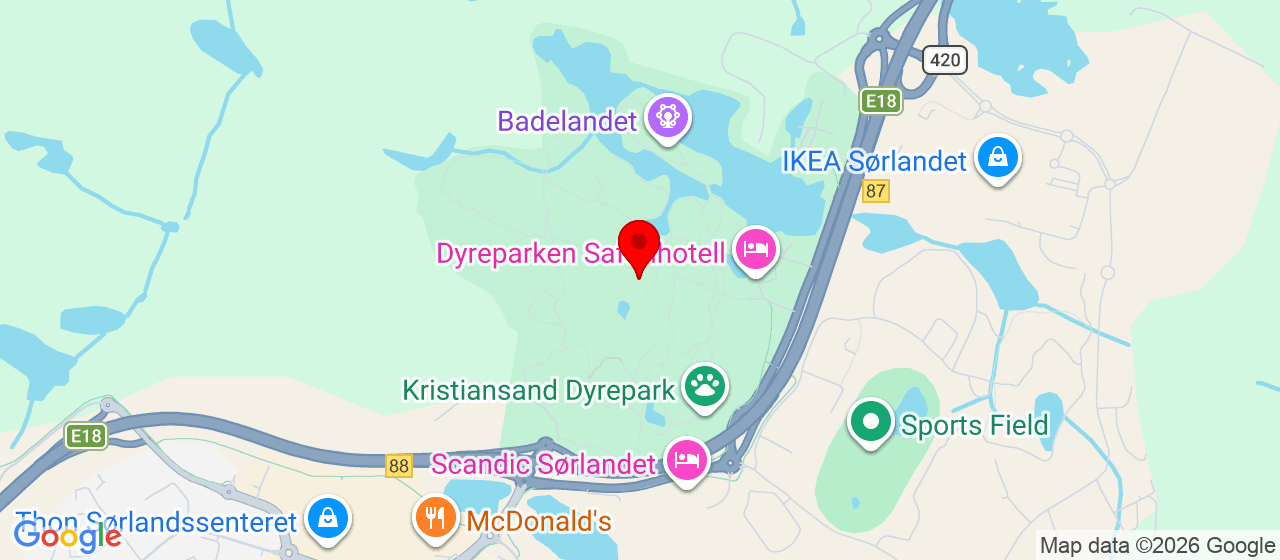 Kart over Dyreparkveien 1 KRISTIANSAND S
