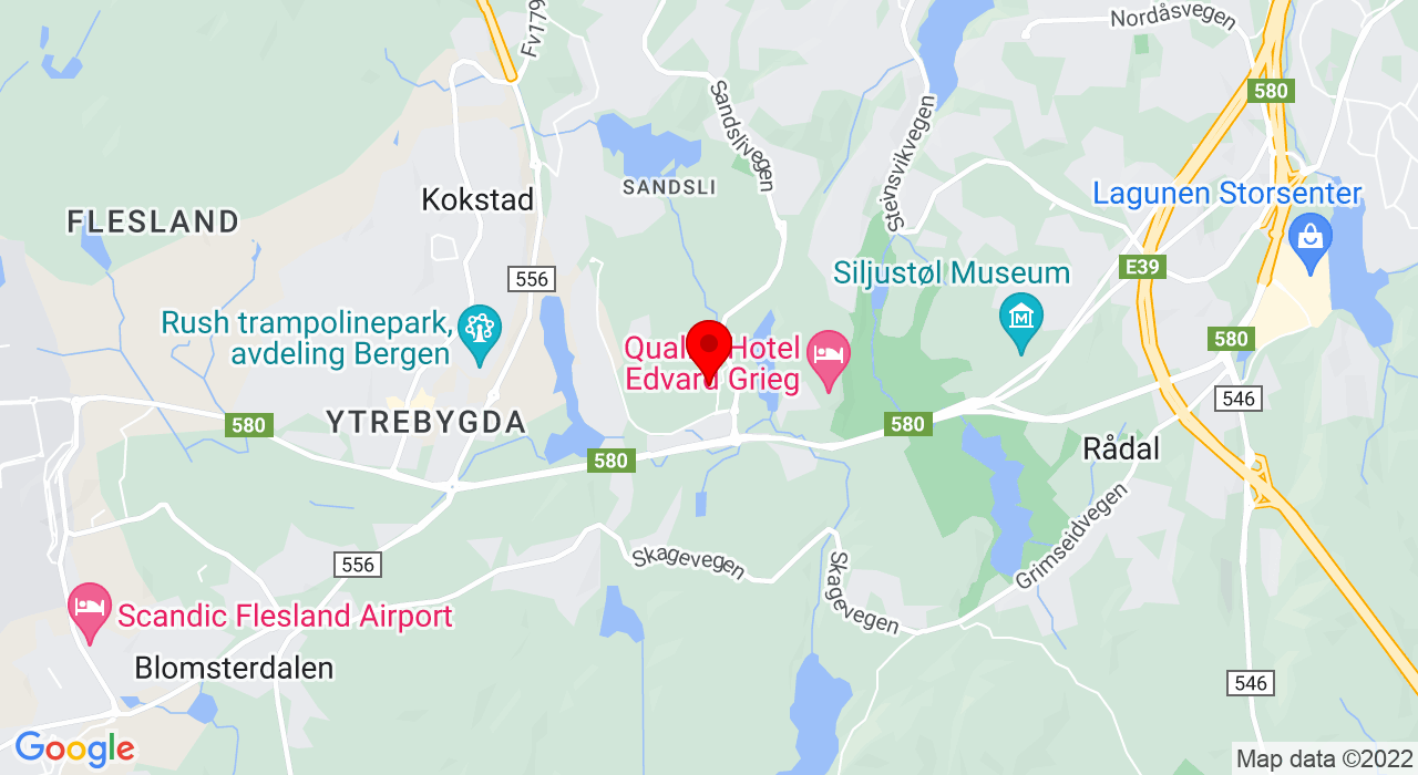 Google Map of Bergen Bowling - Sandsli og Bowling1 Vestkanten,5254+SANDSLI