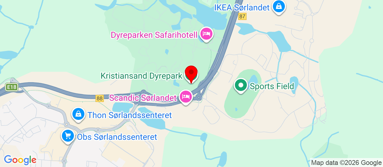 Kart over Dyreparken Kristiansand