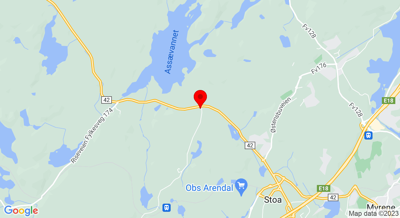 Google Map of Østenbuveien/Myra,4848+Arendal