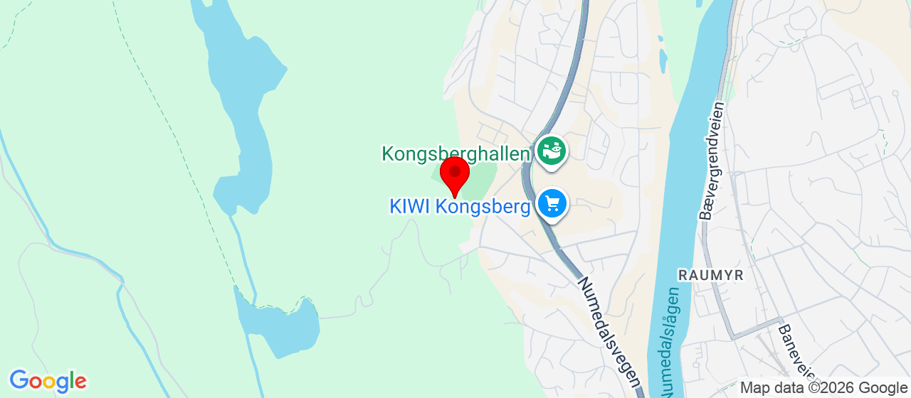 Kart over Idrettsparken Kongsberg 
