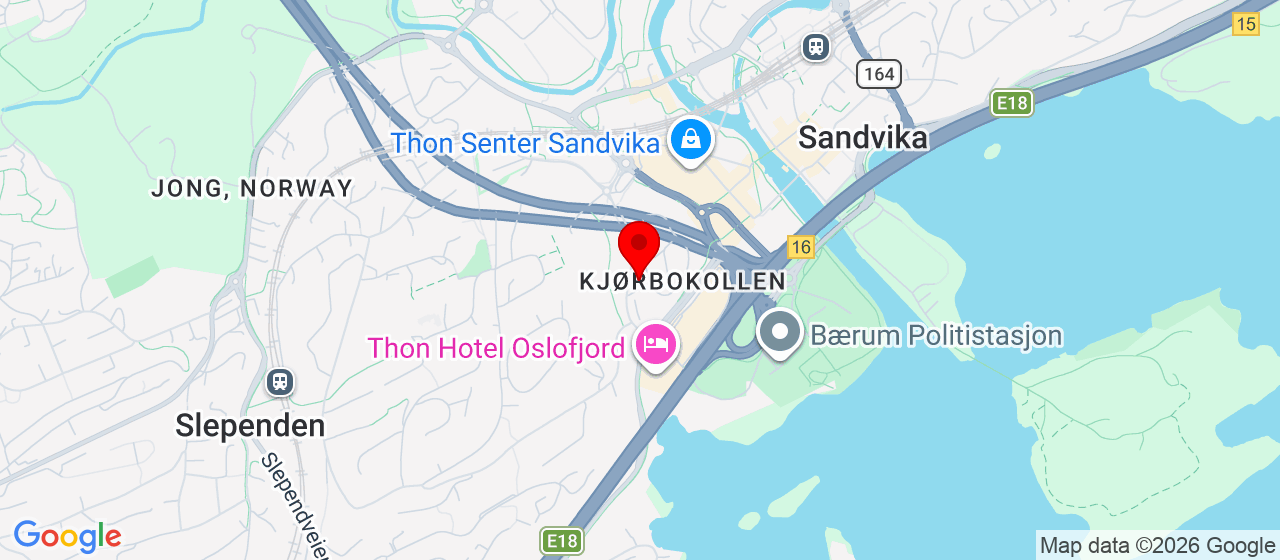 Kart over Jongsåsveien 3 Sandvika