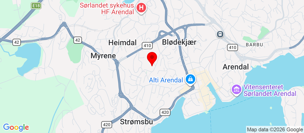 Kart over Stinteveien 4 Arendal
