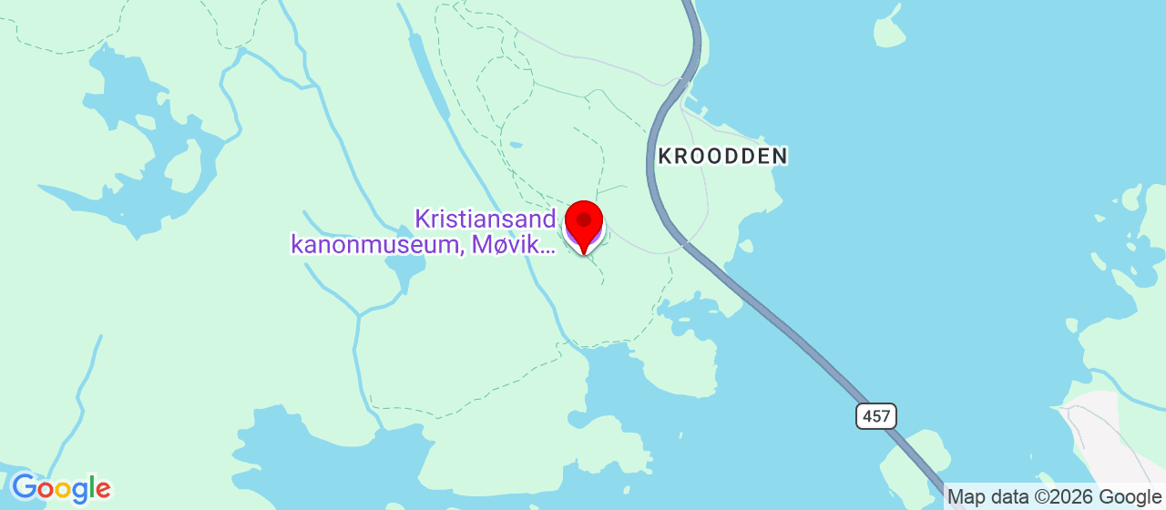 Kart over Kanonmuseum / Møvik/Vågsbygd Kristiansand 