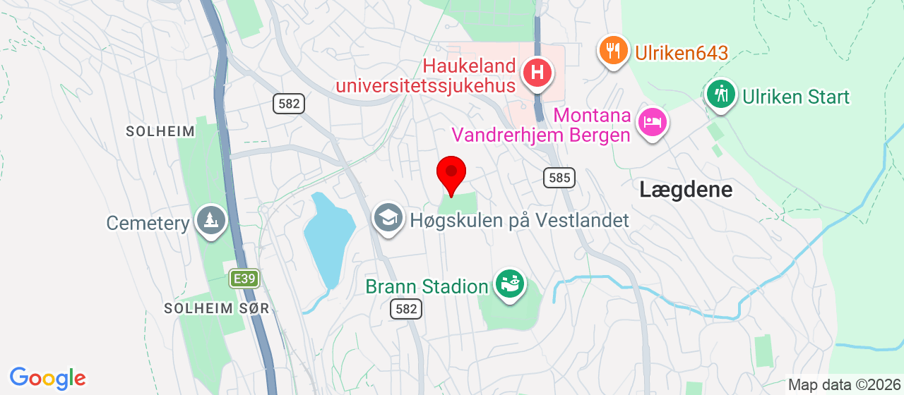 Kart over Haukelandshallen, St. Olavs vei 50 BERGEN