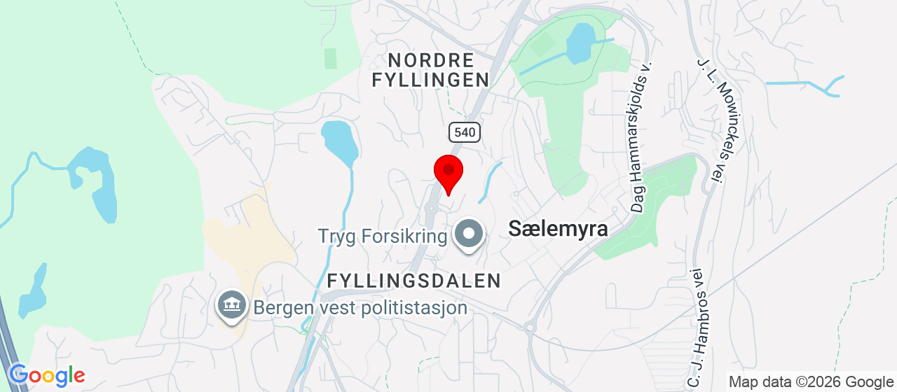 Kart over Folke Bernadottesvei 38 Fyllingsdalen