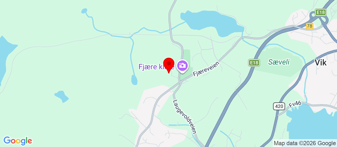 Kart over Fjæreveien 185 GRIMSTAD