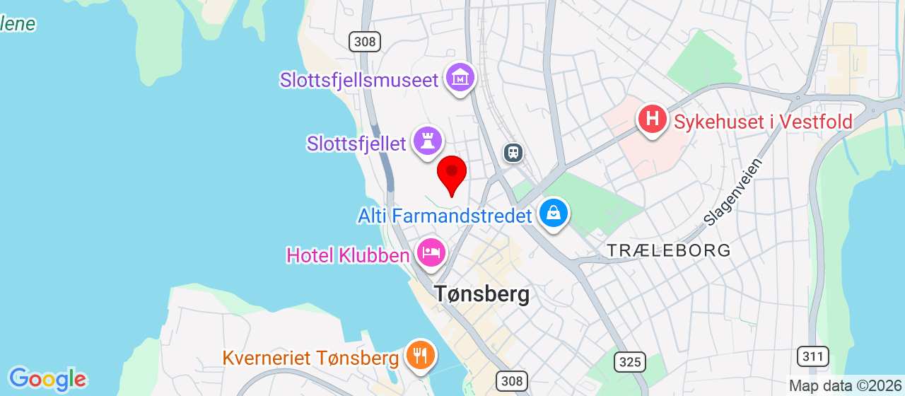 Kart over Slottsfjellskolen, Baglergaten 16 Tønsberg
