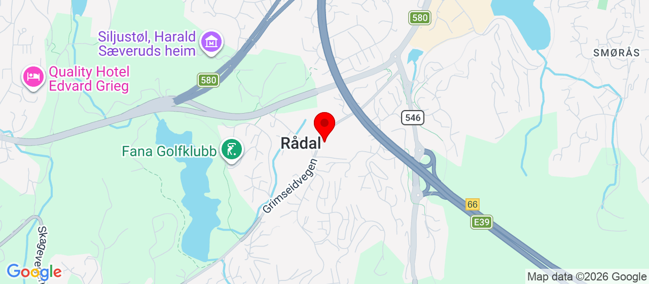 Kart over Grimseidevegen 60 Rådal