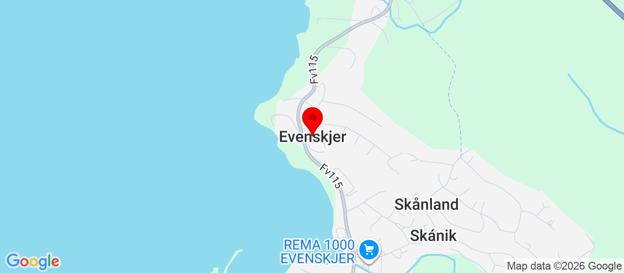 Kart over Skånland kommune EVENSKJER