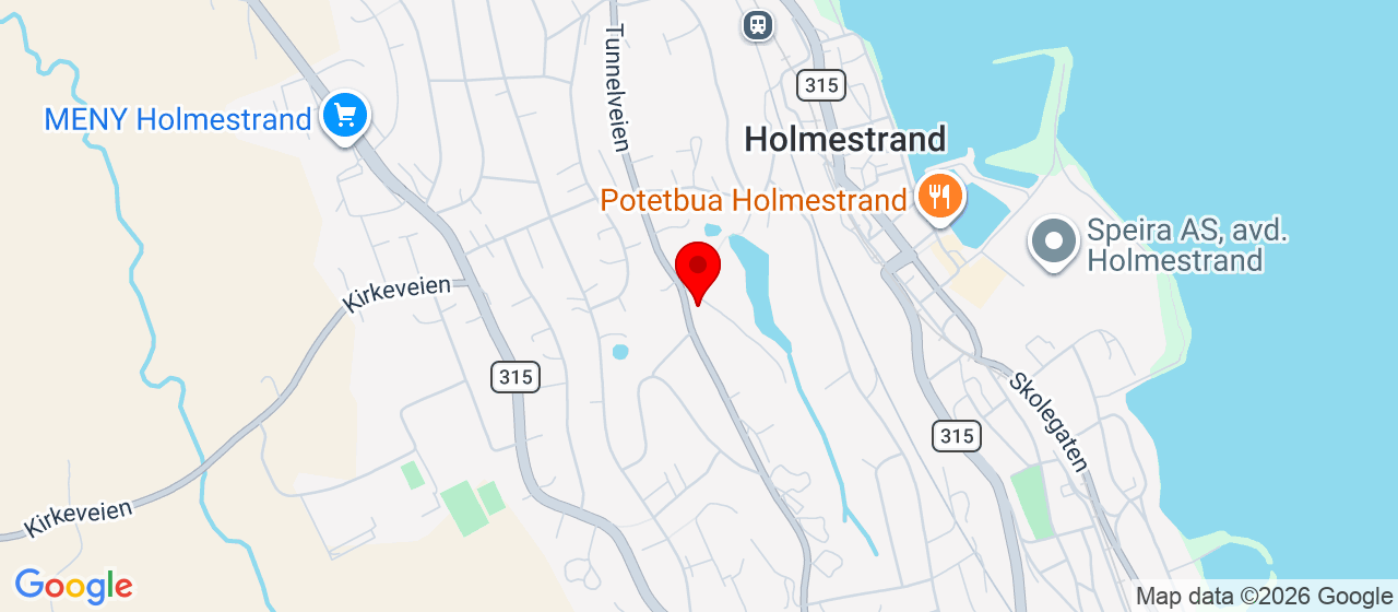Kart over Tunnellveien 20 HOLMESTRAND