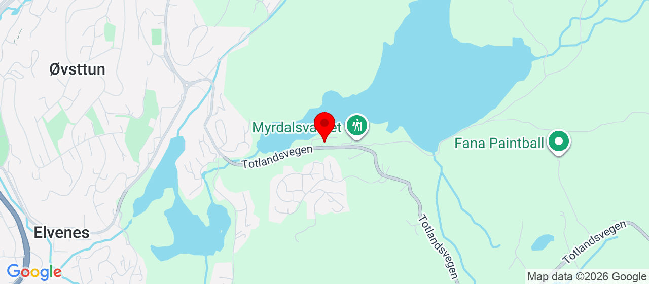 Kart over Myrdalsvatnet, Totlandsvegen 102 Nesttun