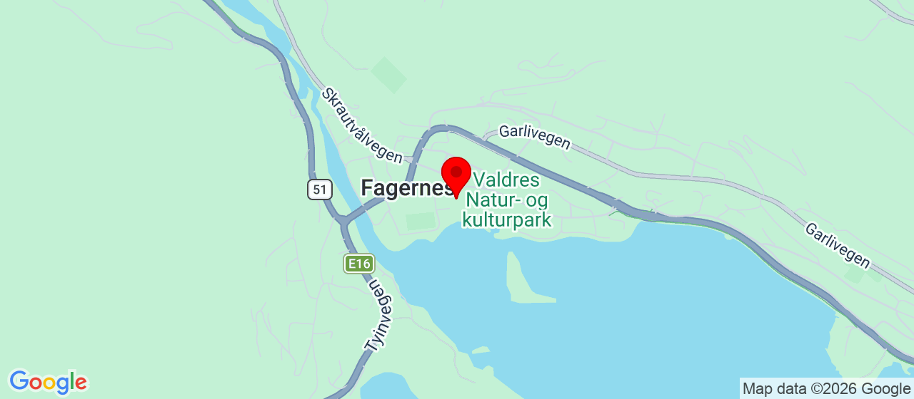 Kart over Jernbanevegen 18 Fagernes