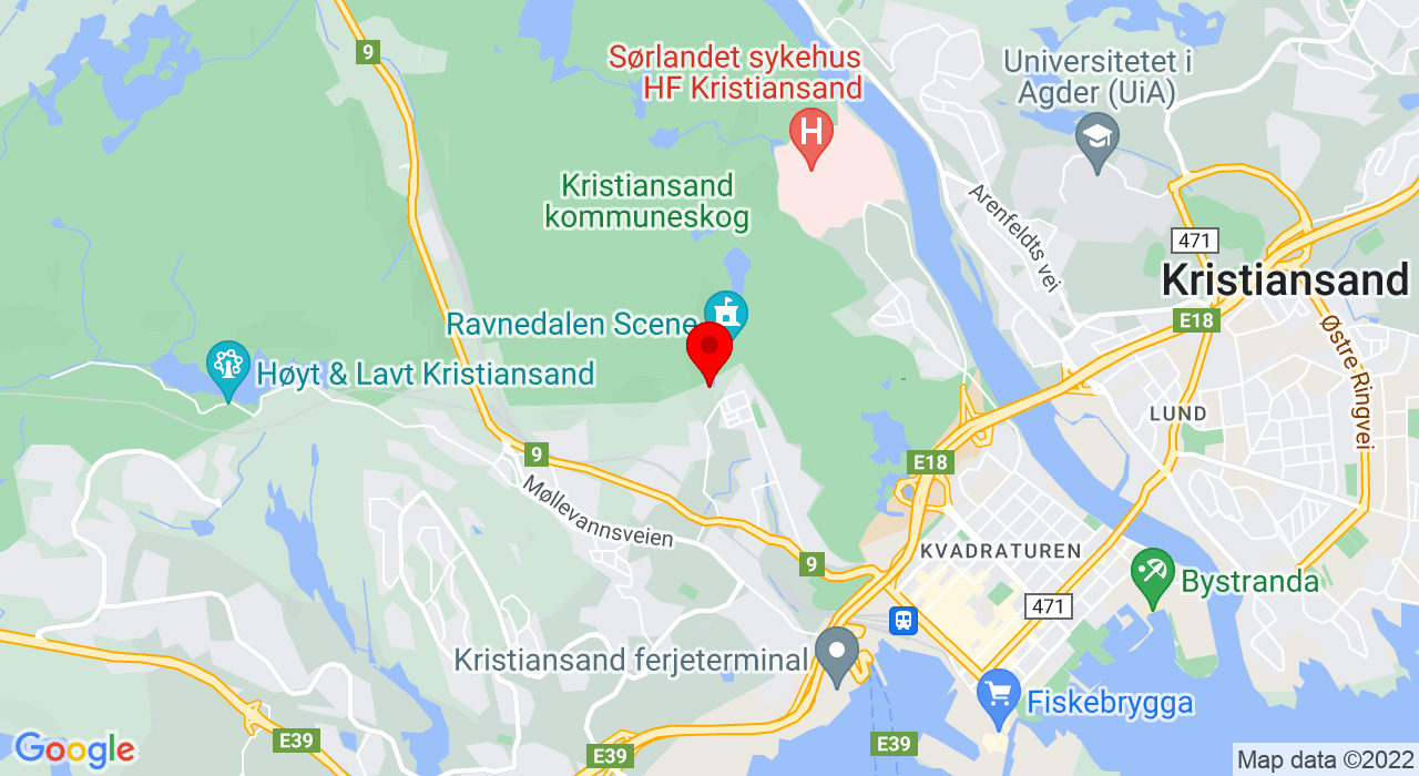 Google Map of Ravnedalsveien 34,4616+KRISTIANSAND S