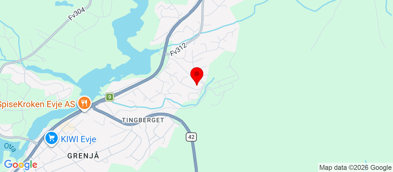 Kart over Bergvavegen 11 EVJE