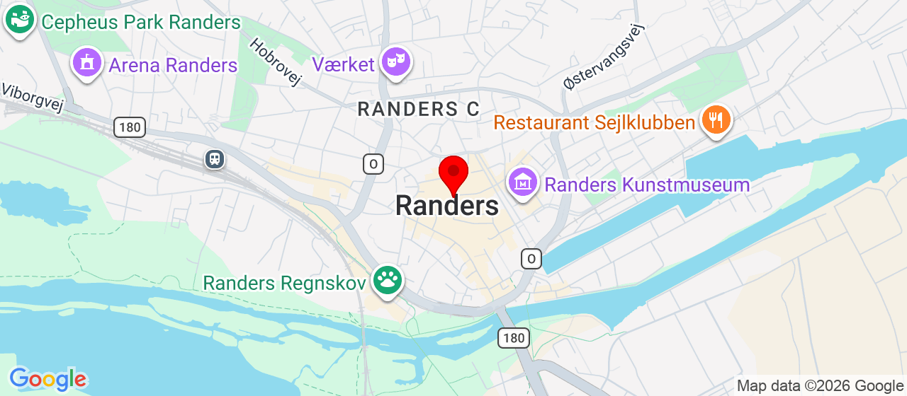 Kart over Randers, Danmark 
