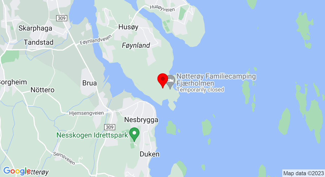 Google Map of Nøtterøy familiecamping , Fjærholmveien 165,3132+Husøysund