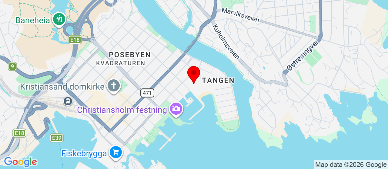 Kart over Aquarama KRISTIANSAND S
