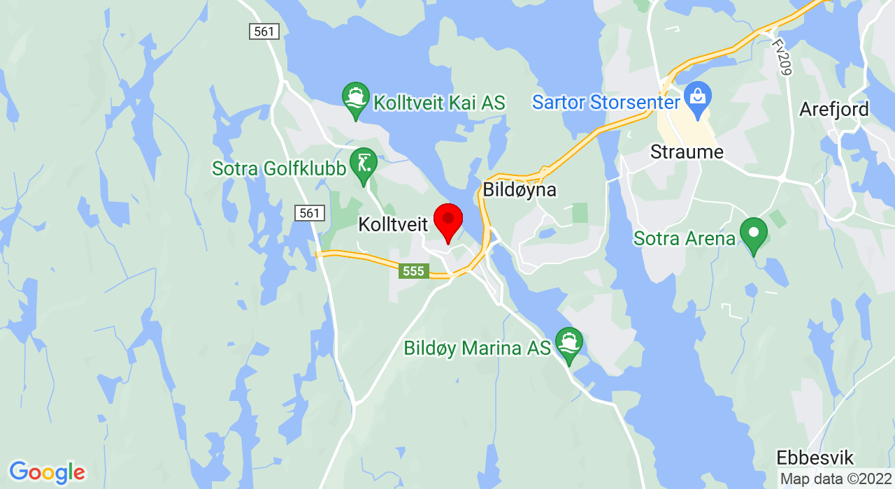 Google Map of Kolltveit Skole, Alebakkane 18,5353+STRAUME