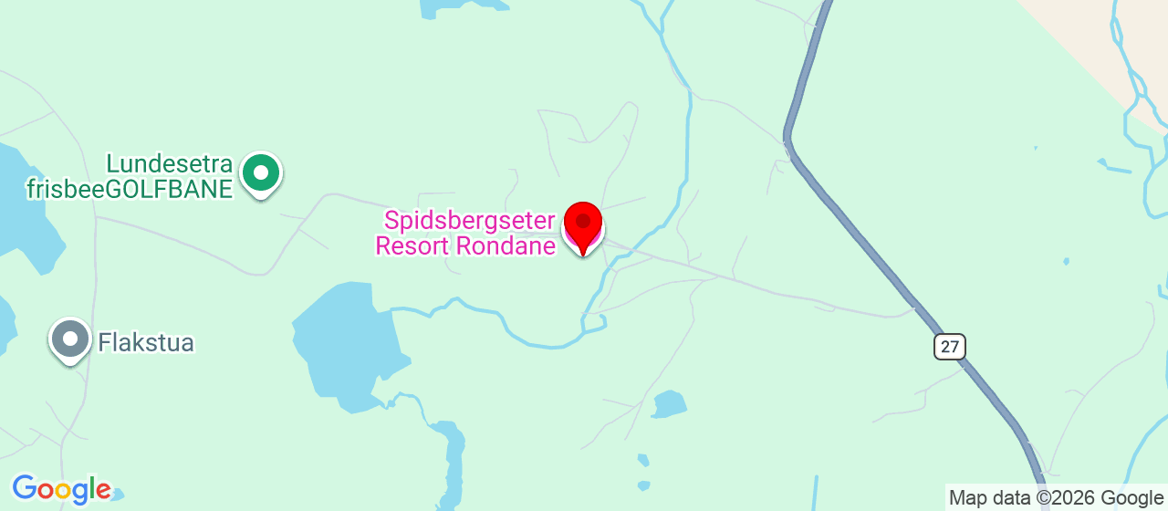 Kart over Spidsbergseter hotell og resort Venabygd