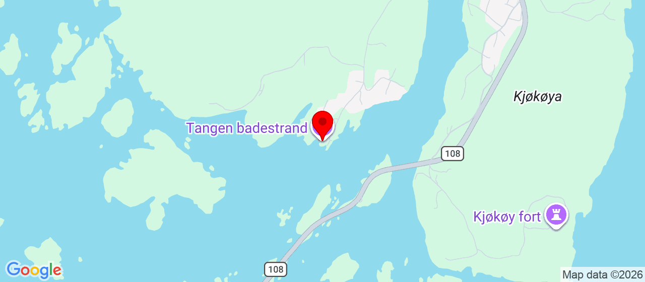 Kart over Tangen Badestrand Kråkerøya