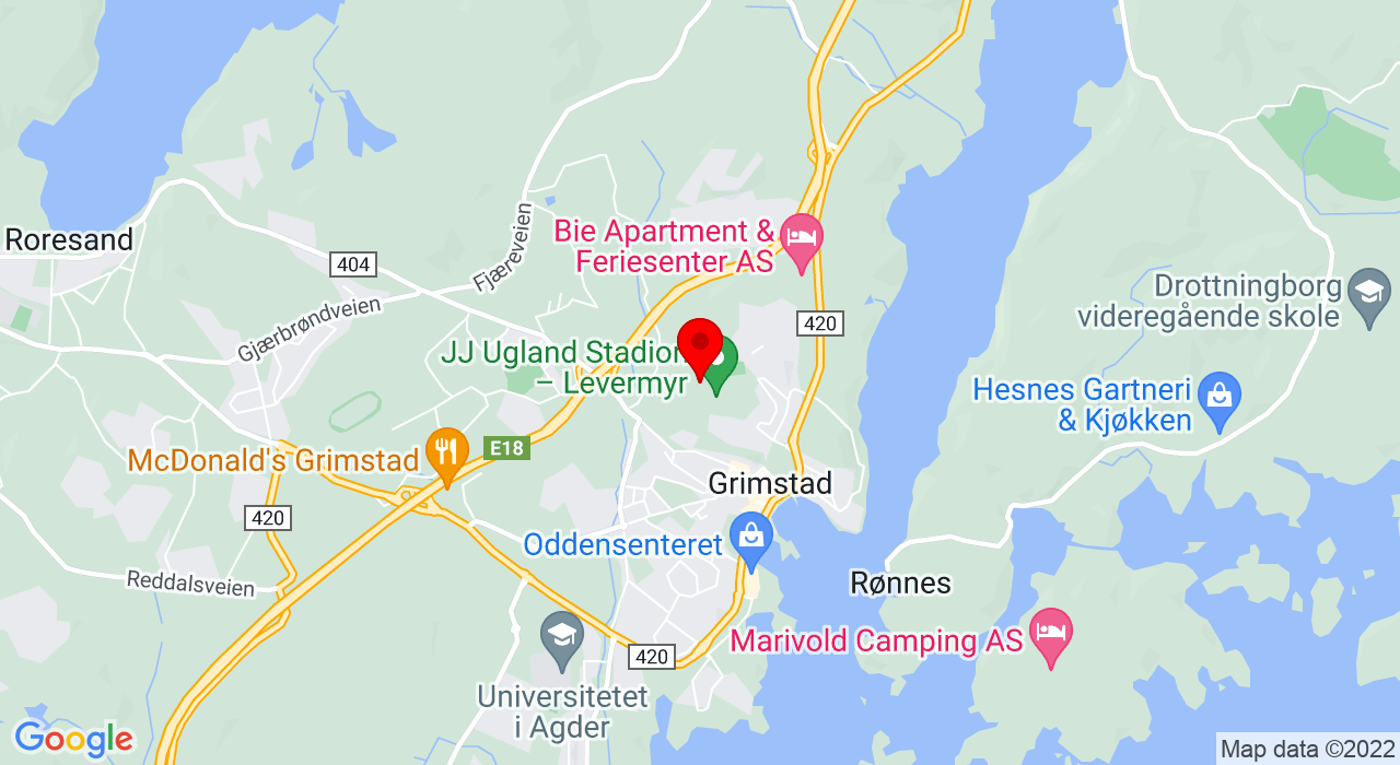 Google Map of Levermyrveien 32,4878+GRIMSTAD