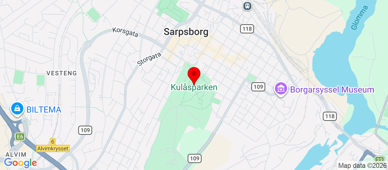Kart over Kulåsparken - Sarpsborg sentrum 